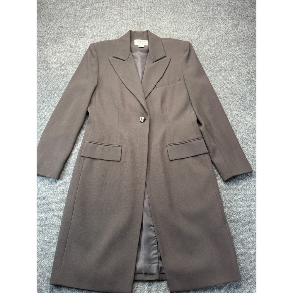 Focus 2000 by Charles Glueck Vintage Women's Brown Long Trench Blazer Coat Sz 6
